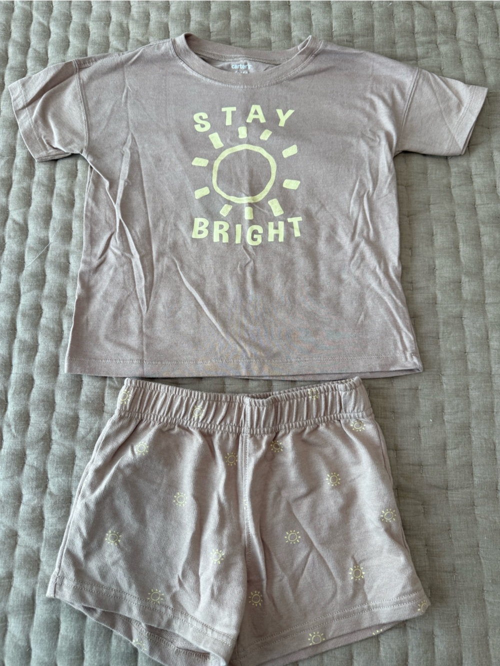 Toddler Boy 2-Piece 'Stay Bright' Top & Short Set- Brown